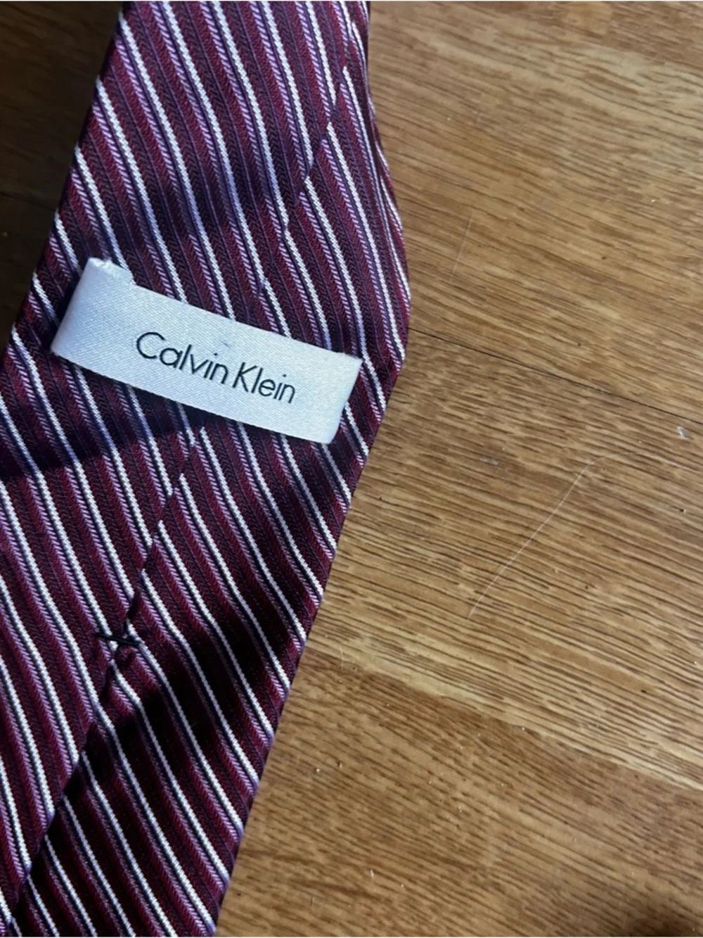 Calvin Klein burgundy/grey luxury 100% silk tie